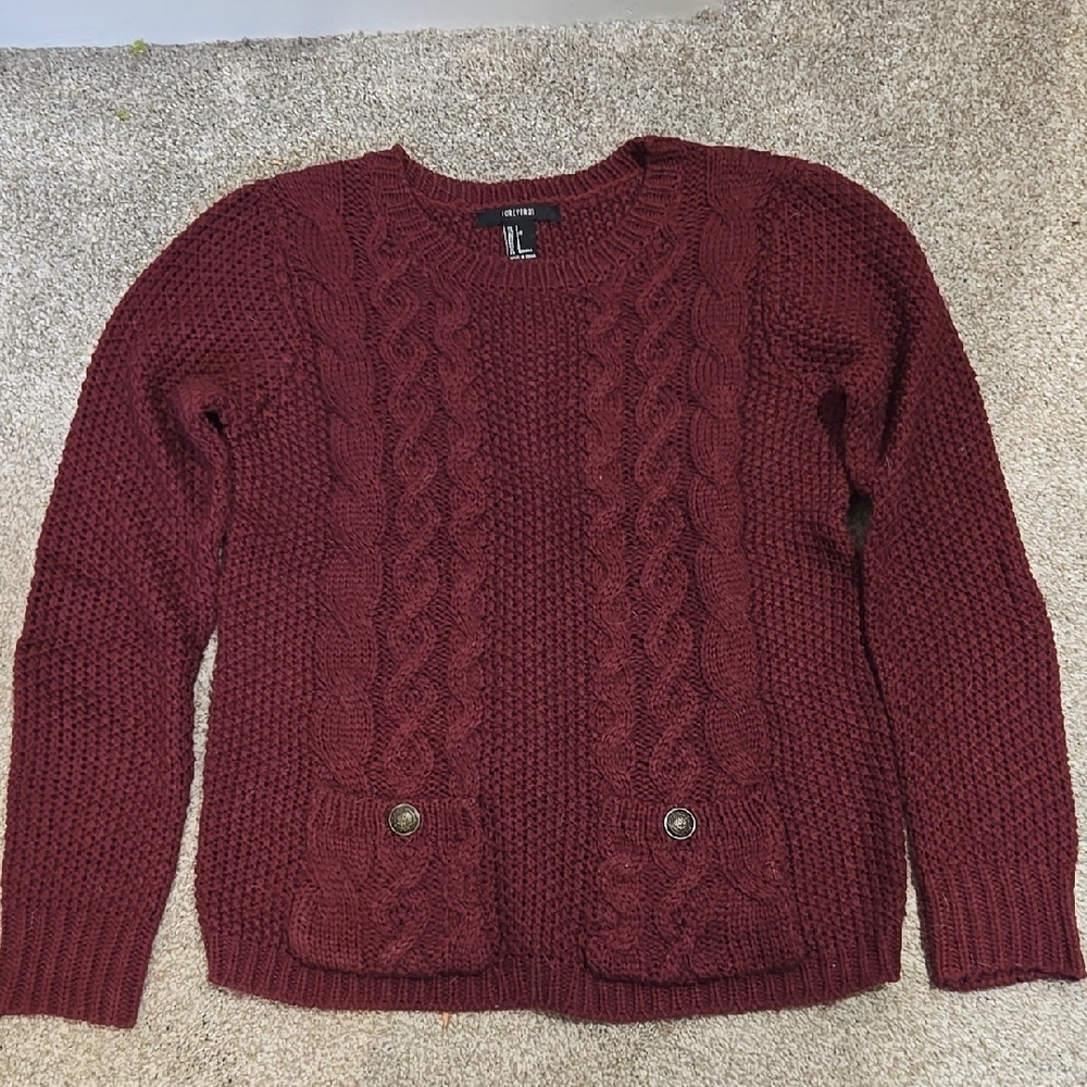 Burgundy Cable Knit Sweater
